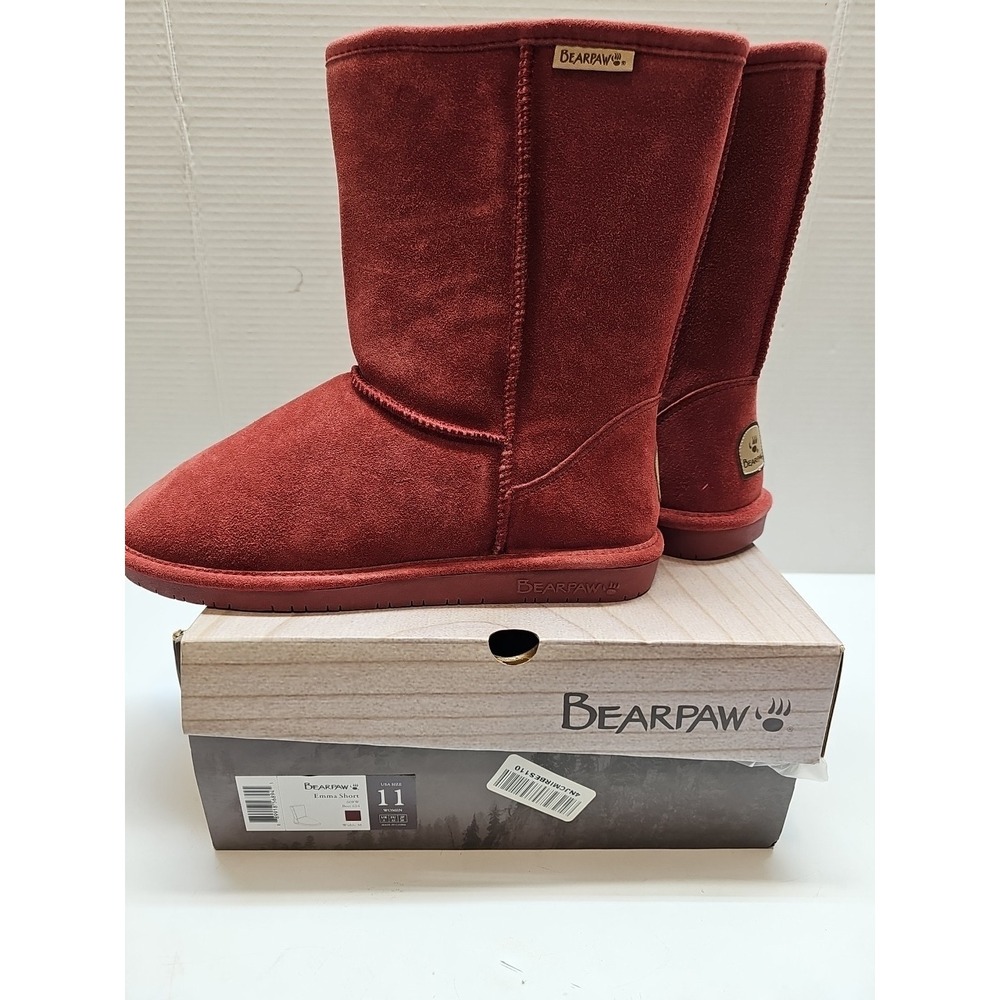 Bearpaw Boots‎ Womens 11 Emma Short Sheepskin Lined Winter Beet Suede